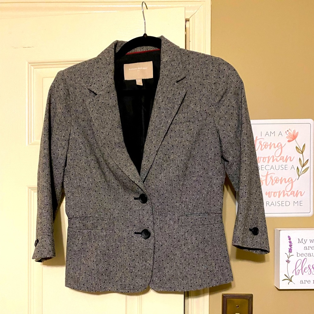 Ladies dress jacket Two Button up dark grey NWOT no flaws